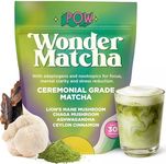 Pow Wonder Matcha | Organic Ceremonial Matcha w/Adaptogens, Mushrooms, Lion's Mane Mushroom and Ashwagandha (Lightly Sweetened | Up to 28 Servings)