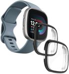 iDaPro [2 Pcs Case for Fitbit Versa 4 / Sense 2 Screen Protector Full Coverage Protective Bumper Soft TPU Cover Accessories