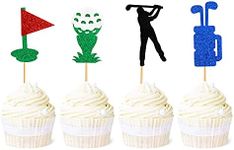 Blumomon 24 Pack Golf Cupcake Toppers Golf Ball Player Cake Decorations Golf Cupcake Picks for Sport Theme Man Boy Girl Birthday Party Supplies