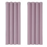 Deconovo Pink Curtains Thermal Insulated Eyelet Blackout Curtains for kids 46 x 54 Inch Pink Lavender 2 Panels