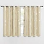 NICETOWN Bedroom Window Curtains - Blackout Curtain 2 Panels Light Blocking Foil Silver Printed Curtains for Half Window, Bedroom, Basement, 46 Inches Wide, Biscotti Beige