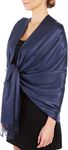 Sakkas Large Soft Silky Pashmina Shawl Wrap Scarf Stole in Solid Colors - Navy Blue