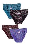 Leo Printed Panties for Women | Premium Cotton | Inner Elastic | Pack of 4 (in, Alpha, XL, Regular) Multicolour