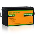 ECO-WORTHY 24V 100Ah LiFePO4 Lithium Battery, Built-in BMS, 3000+ Cycles Rechargeable Battery, Replacement for Off Grid Solar Panel Kit, Camper/RV, Boat, Household, Marine