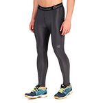 Recharge Men's Polyester Compression Pant/Tights/Legging for Gym, Running, Cycling, Yoga & All Sports (Dark Grey, Large)