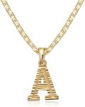 Barzel 18K Gold Plated Initial Necklace with Diamond Cut Initial,18" Chain with 2" Extension, Waterproof, High Polish Finish, Made in Brazil (A.)