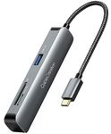 CableCreation Multiport USB C Hub, 5-in-1 USB-C Adapter (Thunderbolt 3) with HDMI 4K, 2 x USB 3.0, SD/Micro SD Card Reader, Compatible with MacBook Pro/Air, iPad Pro, Surface Book 2, iPhone 15