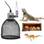 Reptile Heat Lamp Guard with Switch Ceramic Heat Emitter Basking Anti Scald Heating Lamp Holder Mesh Cage Reptile Protection Lampshades for Pet Amphibian Snakes Lizards Turtle, Bulb Not Included