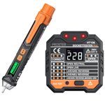 Porster Non Contact Voltage Tester Pen 12-1000V + Socket Tester 48V～250V Wall AC Power Outlet Tester Adjustable Sensitivity Electrical AC Voltage Detector Wall Plug