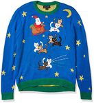 Blizzard Bay Men's Light up Reinkitty Ugly Christmas Sweater, Blue/Green, X-Large