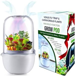 Smart Venus Fly Trap Terrarium Pot with Timer&Fan,Succulent Planter with Grow Light,Indoor Plant Pots Terrarium with Drainage Hole for Carnivorous Plants,Sundew Moss,Cactus(No Plant)