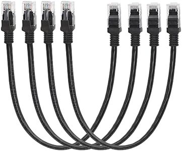 RIIEYOCA Short Cat5e Ethernet Patch Cable 1ft,Snagless RJ45 Computer LAN Network Cord for Router, Modem,Switch, Server, Black(4 Pack)