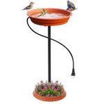 Feemiyo Heated Bird Bath for Outdoors for Winter, 75W Bird Bath Water Heater Bird Bath Deicer,Deep Bowl Thermostatic Control Weather Resistance Stylish Design with Planter Pedestal