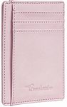 Travelambo Front Pocket Minimalist Leather Slim Wallet RFID Blocking Medium Size, Pink Champagne, Minimalist
