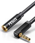 FEDUS 90-Degree 3.5 mm Male to Female Aux Extension Audio Cable with Microphone Nylon Braided TRRS 4 Pole Stereo Audio Extender Cord Aux for Phone, Speakers, Earphone, Headphone, Amplifier 3 Meter