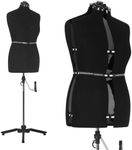 FDW Female Mannequin Body Dress Form Sewing Mannequin Torso Manikin with Wooden Tripod Base Stand Adjustable Mannequin for Sewing Clothes Display (Black, 39.4-64.2 Inches)