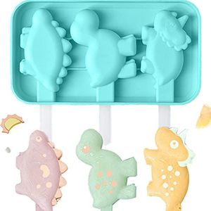 Channel V Upgrade Silicone Popsicle Molds Dinosaurs Ice Pop Molds with 6 Reusable Sticks Cartoon Animal Cute Ice Cream Molds Funny Kawaii Ice Pop Mold with Cover BPA Free for Kids Green