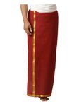 RAMRAJ Mens Solid Cotton Dhoti with Border(Red_4;OS)