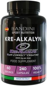 Bandini® Creatina Alcalina Kre-Alkalyn® 240 cápsulas veganas - para Entrenamiento, Deporte, Gimnasio y Pre Entrenamiento - Para Aumentar Masa Muscular, Fuerza y Resistencia - Creatina Tamponada