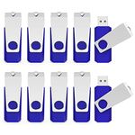 RAOYI 64GB Flash Drive 10 Pack USB Stick Swivel Memory Stick USB 2.0 Flash Drive Bulk Thumb Drive 64gb USB Key Zip Drive with LED Indicator USB Drive for Storage, Blue