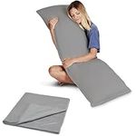 Snuggle-Pedic Body Pillow with Removable Pillowcase - Dark Gray
