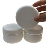 Bamboopack 250ML White Plastic Cosmetic Jars Slime Jars Storage Containers Pots with Screw on Lids and White Liners for Creams Lotions and Body Scrub- 3 Pack