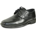 bravo! Boy Dress Shoe King-1 Lace-up Oxford Plain Toe Leather Sock for School Uniform Formal Event Black Size 8 Toddler