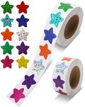 1000 Pcs Glitter Star Stickers, Foil Small Star Stickers for Kids Classroom, 1 Inch Self-Adhesive Colorful Incentive Stickers for Teachers Reward Supplies, Party Decoration