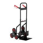 Relaxdays Stair Climbing Hand Truck, Folding Cart, up to 200 kg, Solid Rubber Tyres, Height Adjustable, Black/Red