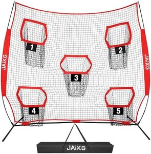7 x 7 ft Football Throwing Net, Football Trainer Throwing Net with 5 Target Pockets Quarterback Training Equipment Football Target for Throwing Practice includes Carrying Bag