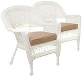 Jeco Wicker Chair with Tan Cushion,
