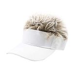 Veemoon Novelty Hair Visor Cap with Peaked Wig, Fake Hair Wig Cap - Mens Visor Cap Wig Golf Visors Hat for Boys Girls Outgoing Sporting Camping