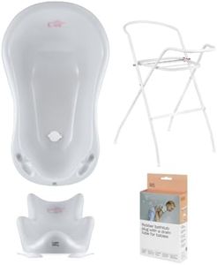 Hylat Baby Set: Vaschetta da bagno con supporto, sedile per il bagno e scarico - Certificato TÜV Rheinland - soluzione ideale per meravigliose esperienze di bagno - Collezione Lite