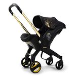 Doona+ Baby Car Seat & Travel Stroller - Gold Limited Edition - Convertible 0+ Car Seat and Pram with 5 Point Safety Harness - Ergonomic Pushchair and Travel System