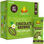 Amrita Chocolate Maca Vegan, Gluten Free High Protein Bars | 15g Plant Based Protein, High Fiber, Peanut & Dairy Free | Breakfast Bar, Meal Replacement, Healthy Snack | 2.12 oz Bars, Pack of 12