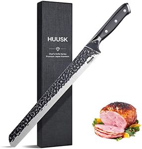 Huusk Japan 12 Inch Hand Forged Slicing Knife for Meats, Ribs, Roasts - Brisket Carving Knife for BBQ and Christmas Gifts