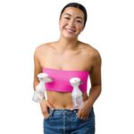 LaVie Pump Strap Hands Free Pumping Bra | Strapless, Wireless, Adjustable | Maternity Bra for Multitasking and Compression Pink
