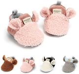 Myleleya Baby Girl Boots Cozy Fleece Booties Winter Baby Girl Wedding Dress Shoes Soft Warm Newborn Crib Shoes, 1840 Pink, 12-18 Months Toddler