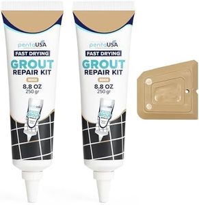PentaUSA Grout - Premixed Grout Repair Set, 8.8 oz, 2 Pack Tile Grout Tubes, Repairs and Renews Tile Grout in Bathroom and Kitchen, Odorless and Safe Formula - 2 Pack (Beige)