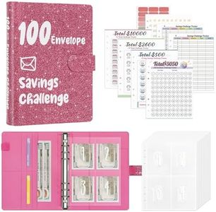 Ospelelf 100 Envelopes Money Saving Challenge Book 52 Week Budget Binder with Cash Envelopes to Save $10,000, Glitter Pink