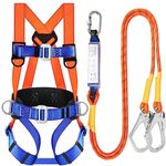 TT TRSMIMA Safety Harness Fall Protection Kit: Full Body Roofing harnesses with Shock Absorbing Lanyard - Updated Comfortable Waist Pad