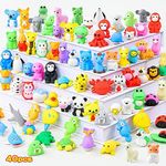 Kleeblatt 40Pcs Animal Erasers Desk Pets for Kids Assembled Eraser 3D Puzzle Erasers Classroom prizes,Class Pets,Party Favors