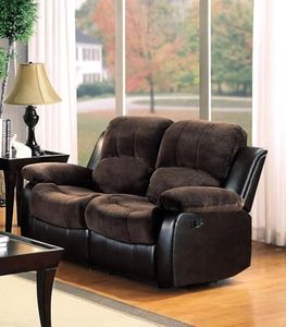 Homelegance Resonance 60" Microfiber Double Reclining Loveseat, Dark Brown