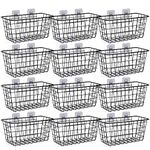 XINFULL 12 Pack Wire Storage Baskets Household Metal Wall-Mounted Containers Organizer Bins for Kitchen Bathroom Freezer Pantry Closet Laundry Room Cabinets Garage Shelf, Medium