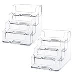 SXCCNW Business Card Holder, 2 Pack 4-Tier Acrylic Card Display Desk Stand Holder Acrylic Business Card Holder for Desk Name Card Display Holder Office Business Card Display Stand 10 x 9 x 9.5 cm