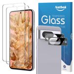 Natbok 2+2 Pack Tempered Glass for Google Pixel 8 Screen Protector & Camera Lens Protector,9H Hardness,Ultra Resistant,Anti-Fingerprints,No Bubbles,HD-Clear Phone Film for Pixel 8