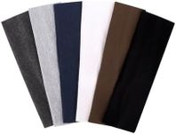 MapofBeauty 6 Pieces Elastic Cotton Head Band Stretchy Hairwarp Sports Running Exercise Yoga Hair Headbands (Black/White/Dark Grey/Light Grey/Brown/Dark Blue)