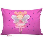 Casa Copenhgen Baby Pillow with Super Soft Imported Fabric|1 Month to 5 Year Kids Pillows|Animal & Cartoon Prints|Infant Pillow for Sleep,Neck Support-12 X 18 Inch,Angel - Microfibre, MagentaPink