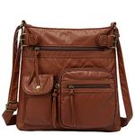 Scarleton Multi Pocket Crossbody Bag for Women, Shoulder Bag, Ultra Soft Washed Vegan Leather Shoulder Purse, H183304 - Brown