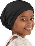 Kids Beanie Sleep Hats Bonnet for Night Sleeping Skull Cap to Keep Hair Smooth Adjustable Black